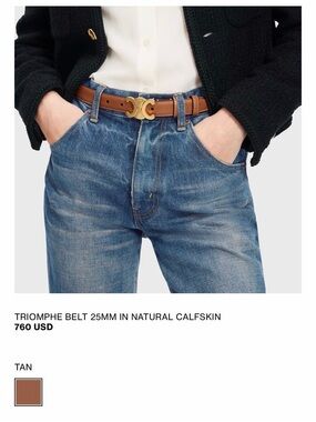 Celine TRIOMPHE BELT 25MM IN NATURAL CALFSKIN